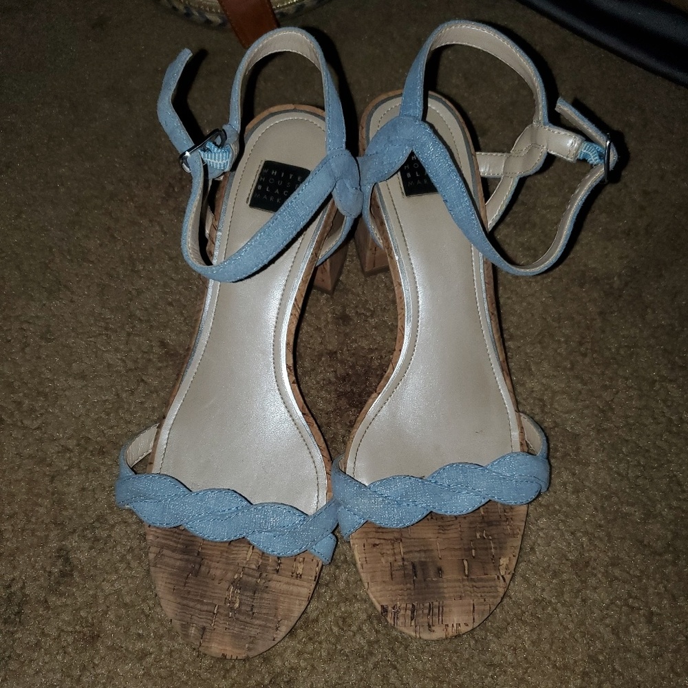 Chambray cork heel sandels